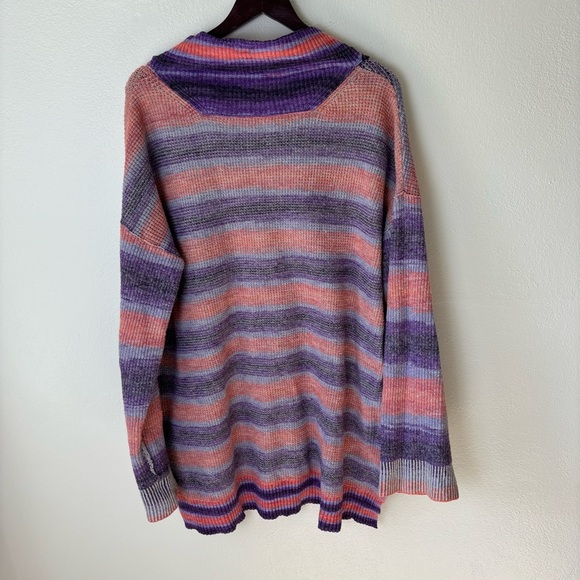 Anthropologie Daily Practice Half-Zip Tunic Sweater Stripe Purple Pink Ombre XLP - Picture 5 of 7
